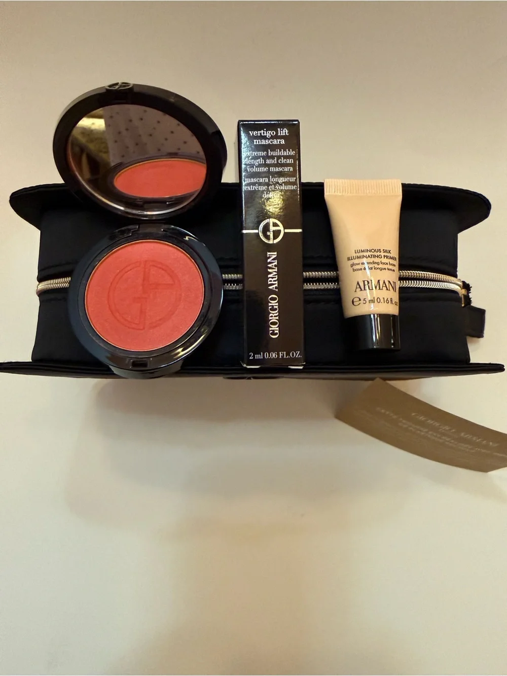 Giorgio Armani Women’s Makeup Set with Coral-Red Cream Blush